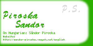 piroska sandor business card
